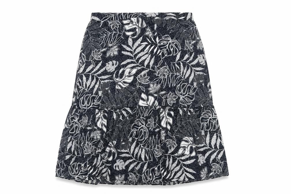Front view of Pebble Bay Women's Black Floral Skirt, size 16