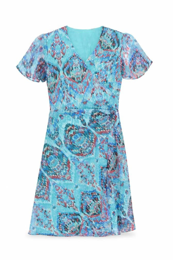 Front view of Marks & Spencer Women's Multicoloured Wrap Dress, size 12