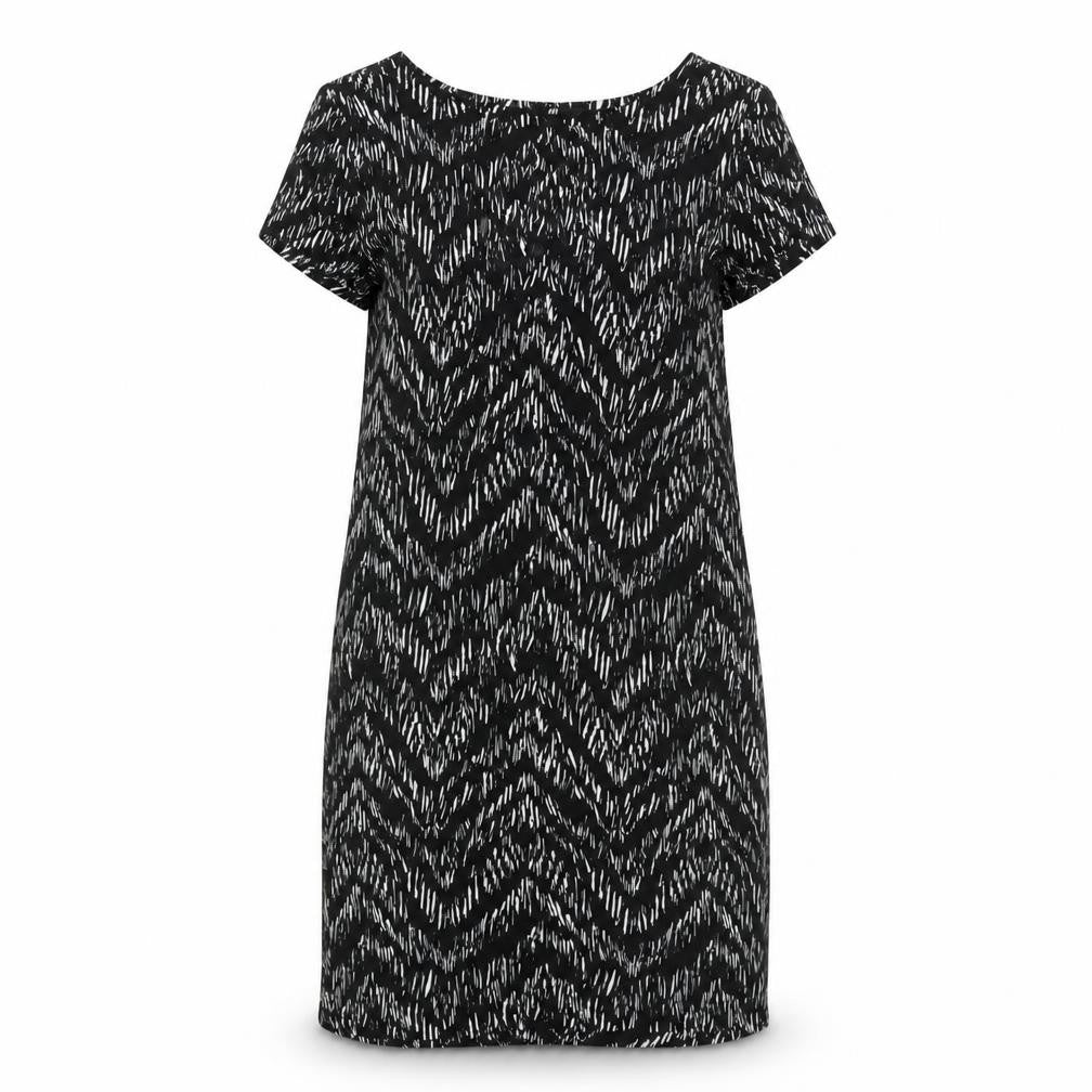 H&M Women's Black Chevron Knee Length Shift Dress XS