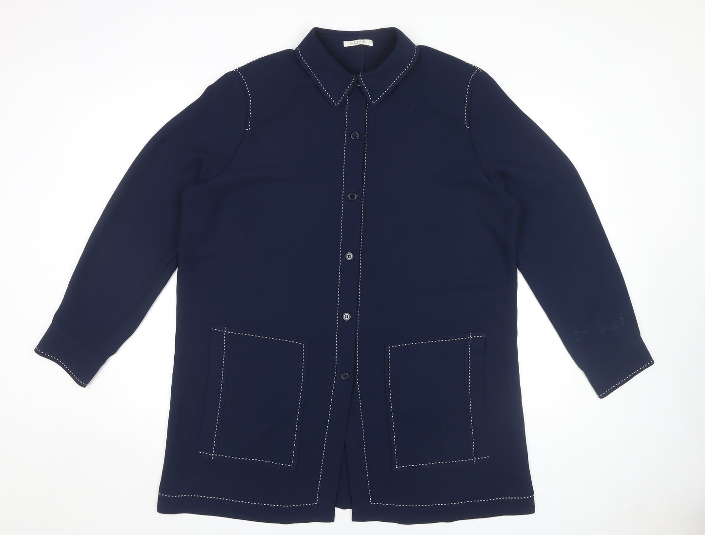 PLATINUM Women's Blue Button-Up Shirt Size 18