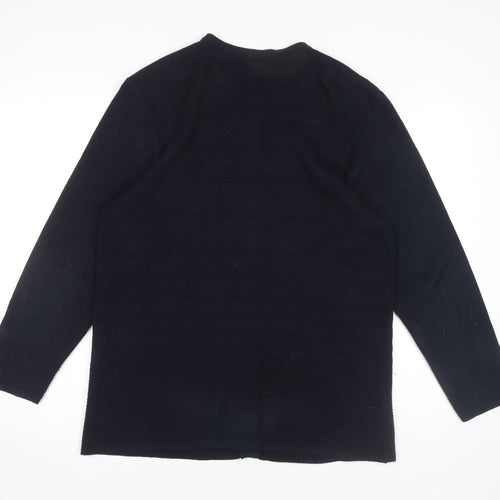 Canda Women's Black Medium Cardigan - Buttoned Round Neck