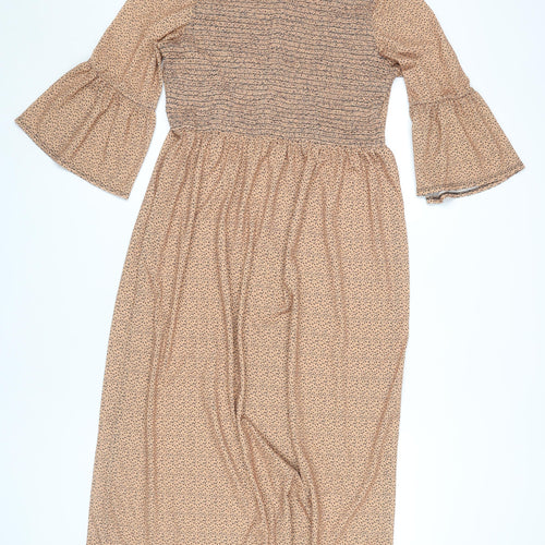ASOS Women's Brown Midi Dress with Flared Sleeves