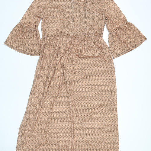 ASOS Women's Brown Midi Dress with Flared Sleeves
