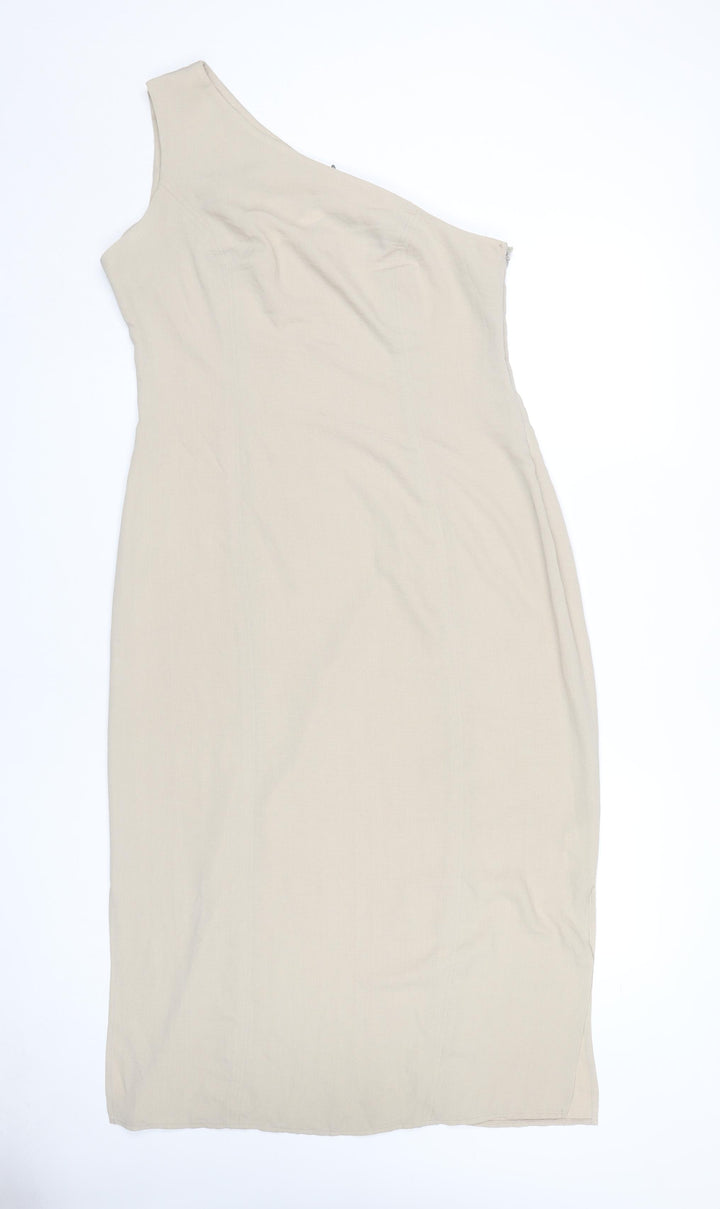 ASOS Women's Beige One Shoulder Dress Size 14