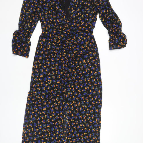 Topshop Women's Multicoloured Floral Midi Wrap Dress