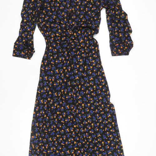 Topshop Women's Multicoloured Floral Midi Wrap Dress