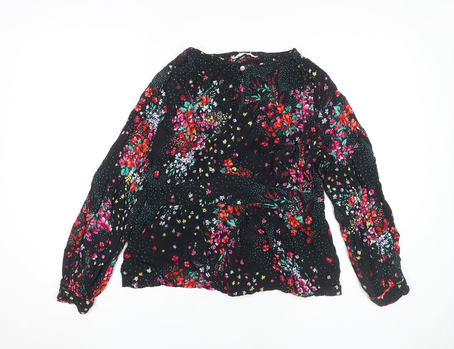 Marks and Spencer Floral Black Blouse - Size 14