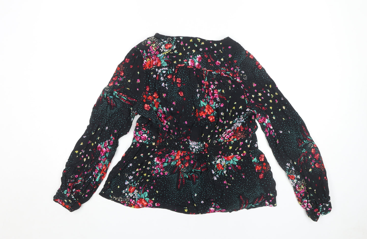 Marks and Spencer Floral Black Blouse - Size 14