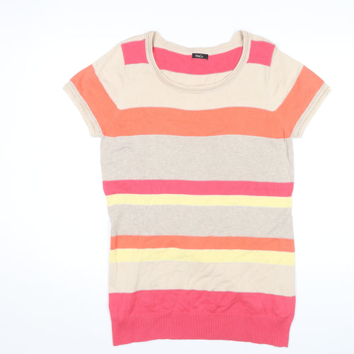 M&Co Women's Multicoloured Striped Pullover Jumper L
