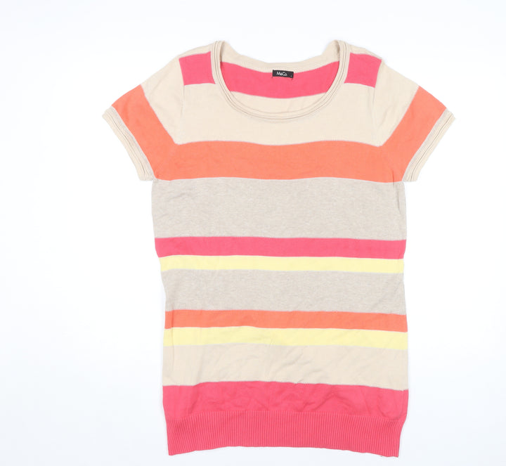 M&Co Women's Multicoloured Striped Pullover Jumper L
