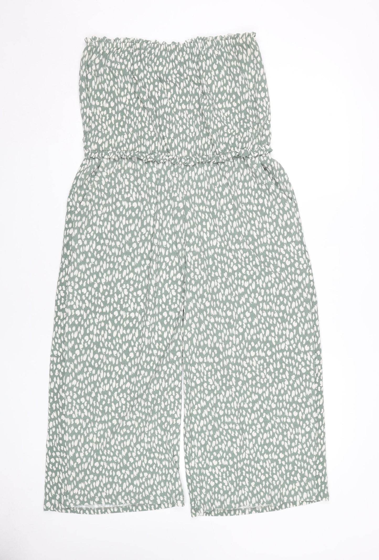 Next Women's Green Jumpsuit Size 14, Strapless Wide-Leg