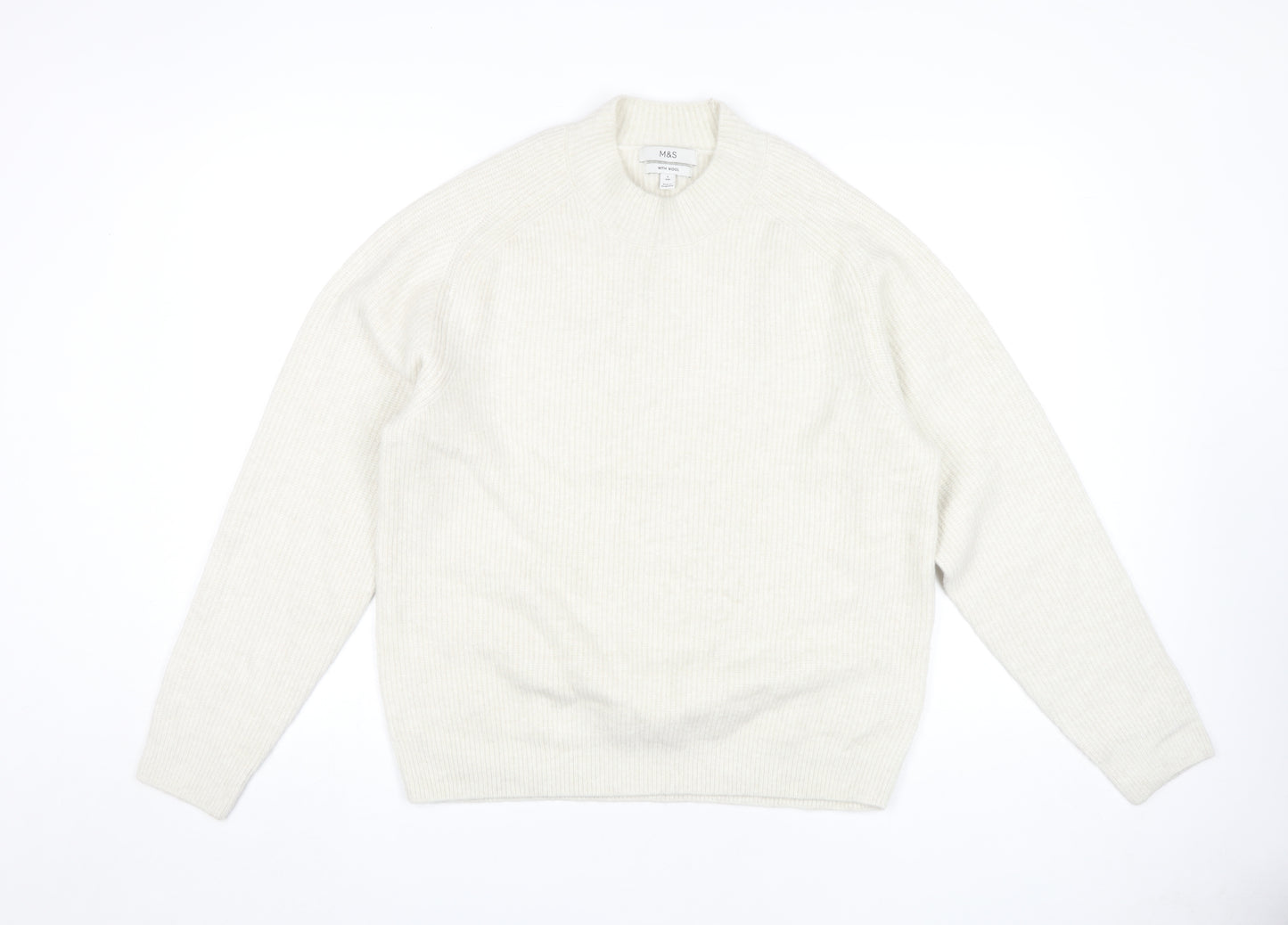 Marks and Spencer Women's Ivory Wool Blend Jumper, L