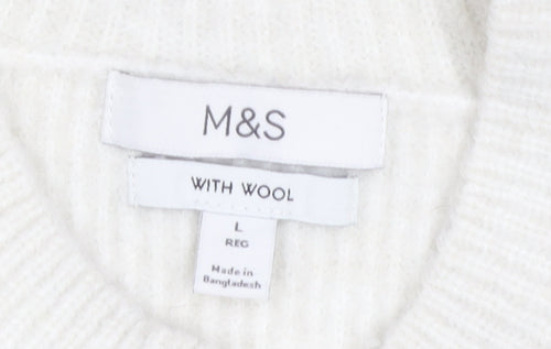 Marks and Spencer Women's Ivory Wool Blend Jumper, L