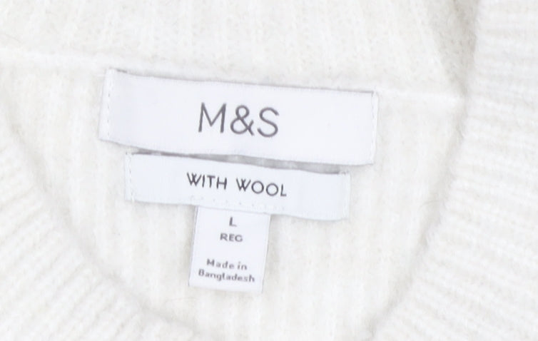 Marks and Spencer Women's Ivory Wool Blend Jumper, L