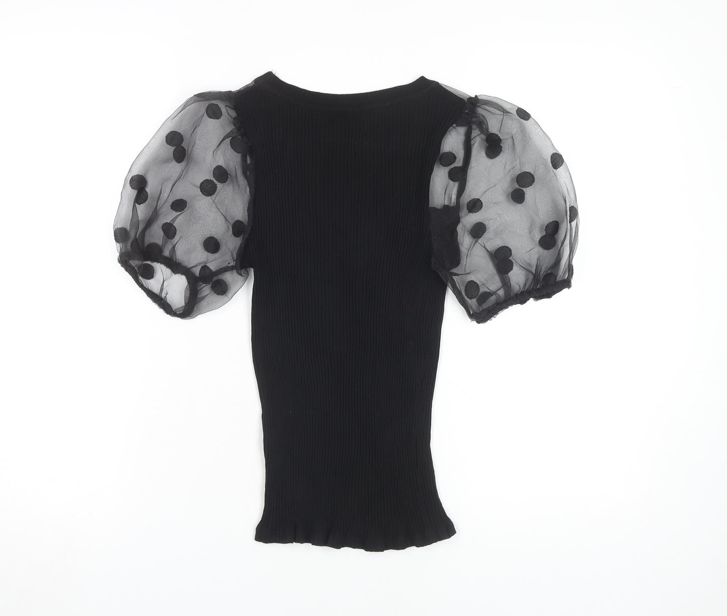 River Island Women's Black Puff Sleeve T-Shirt, Size 8