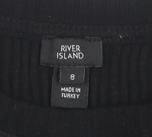 River Island Women's Black Puff Sleeve T-Shirt, Size 8