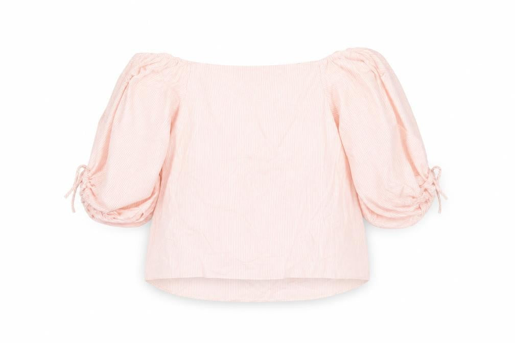 Front view of Miss Selfridge Women's Pink Striped Blouse, size 4