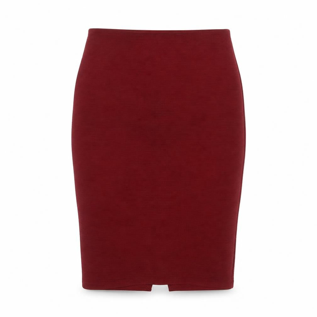 Front view of H&M Women's Red Midi Pencil Skirt, size M