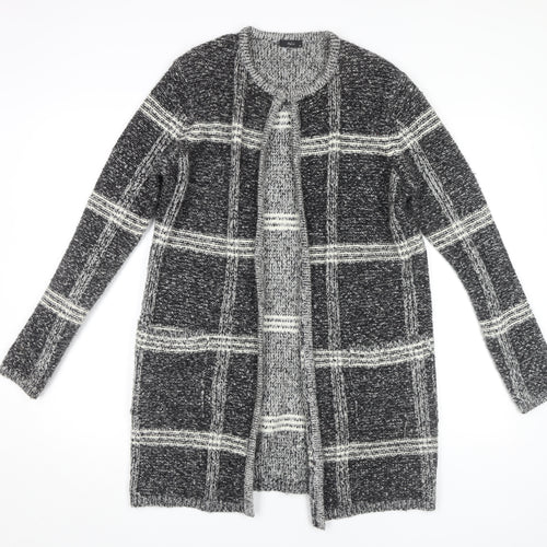 M&Co Women's Black Ivory Check Cardigan, Size 12