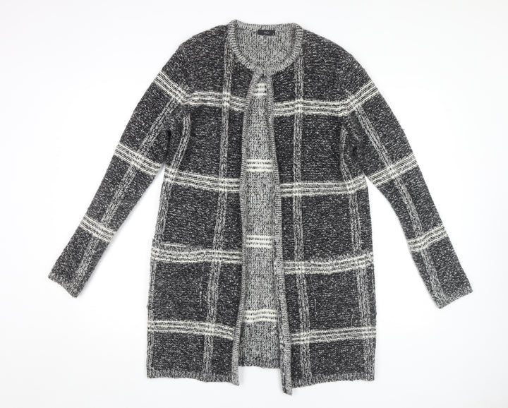 M&Co Women's Black Ivory Check Cardigan, Size 12