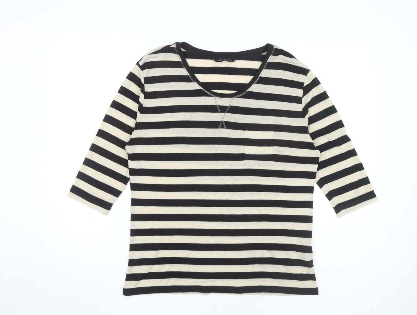 Marks and Spencer Women's Striped Top UK 10 Black