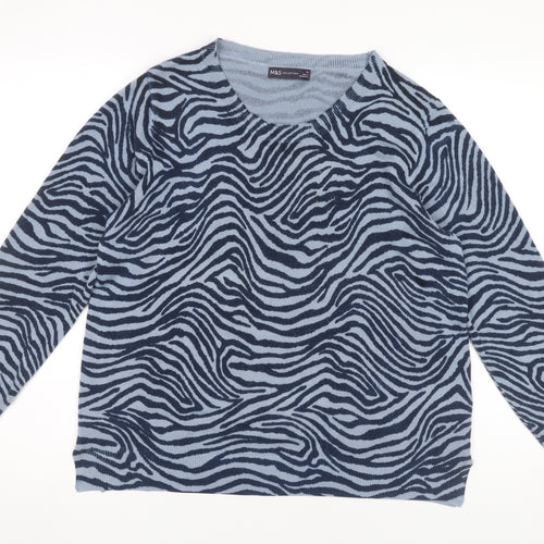 Marks and Spencer Women's Blue Zebra Print Jumper Size 16