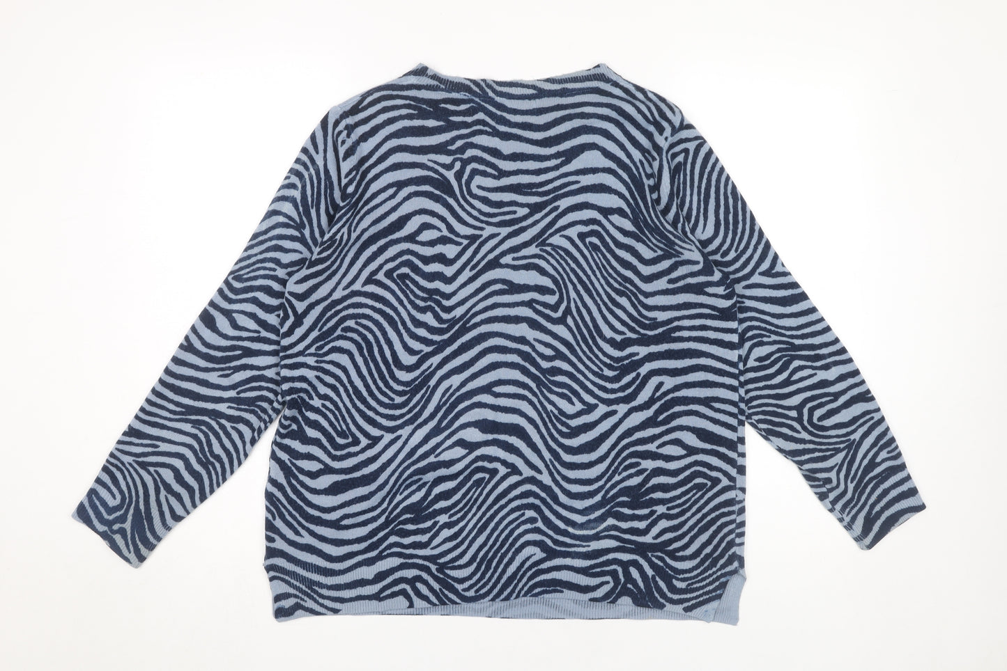 Marks and Spencer Women's Blue Zebra Print Jumper Size 16