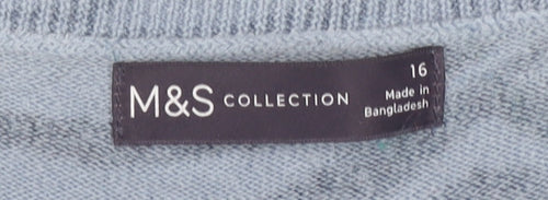 Marks and Spencer Women's Blue Zebra Print Jumper Size 16