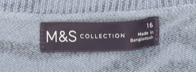 Marks and Spencer Women's Blue Zebra Print Jumper Size 16