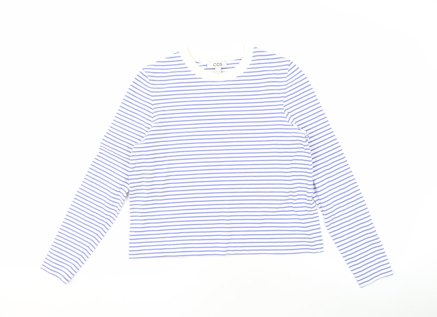 COS Women's Blue Striped Long Sleeve Basic T-Shirt