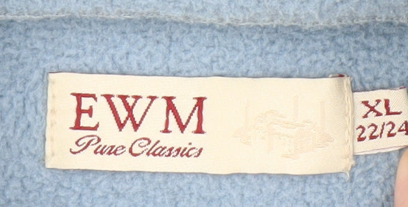 EWM Women Blue Fleece Jacket XL Casual Zip