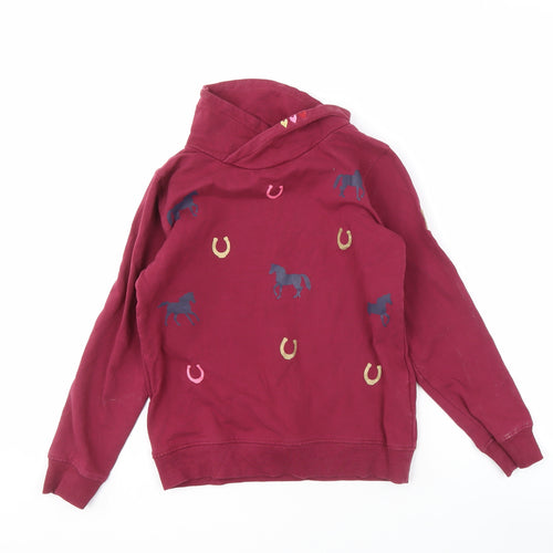 Funny Horses Girls Red Pullover Sweatshirt 10-11 Years