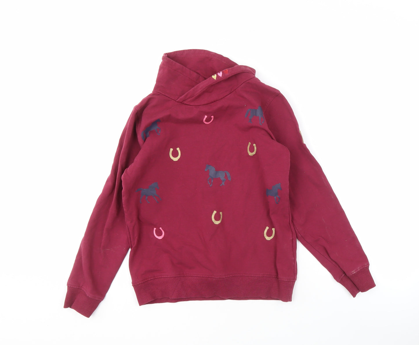 Funny Horses Girls Red Pullover Sweatshirt 10-11 Years