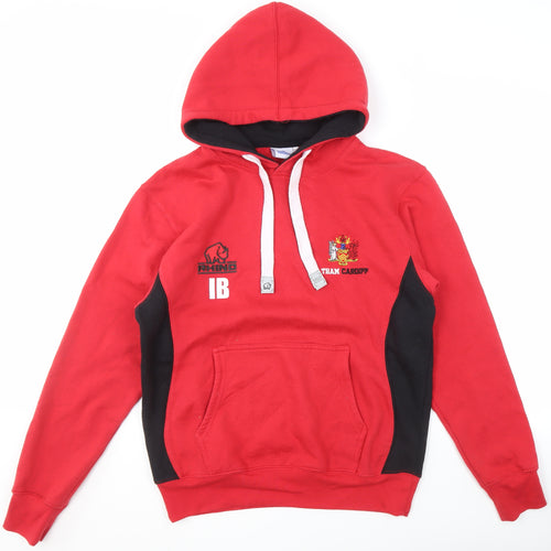 Rhino Men's Red Hoodie Size S with Embroidery