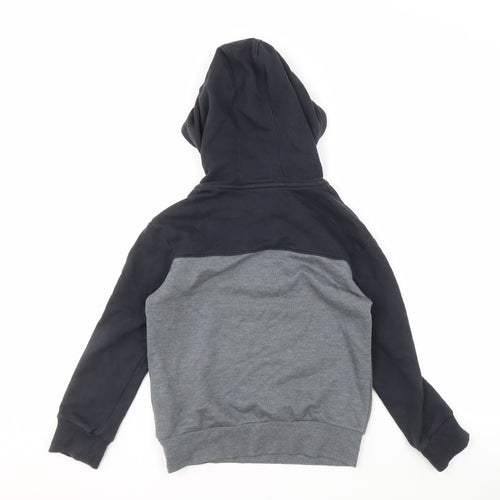 Under Armour Boys Black Grey Hoodie, Size S, Colourblock 1/2 Zip