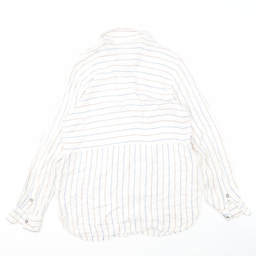Superdry Women's White Striped Button-Up Shirt L