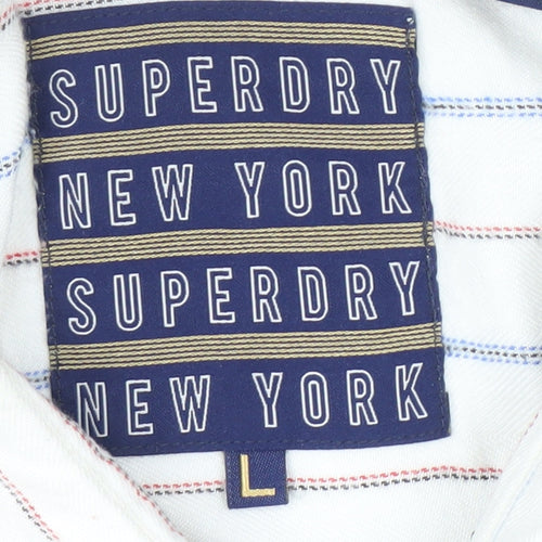Superdry Women's White Striped Button-Up Shirt L