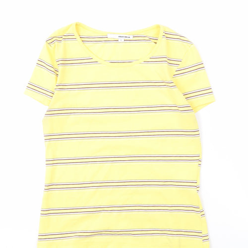 Tally Weijl Women's Yellow Striped T-Shirt L