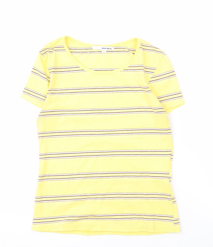 Tally Weijl Women's Yellow Striped T-Shirt L
