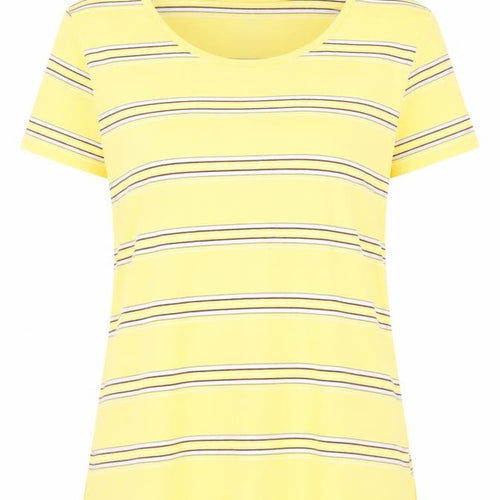 Tally Weijl Women's Yellow Striped T-Shirt L