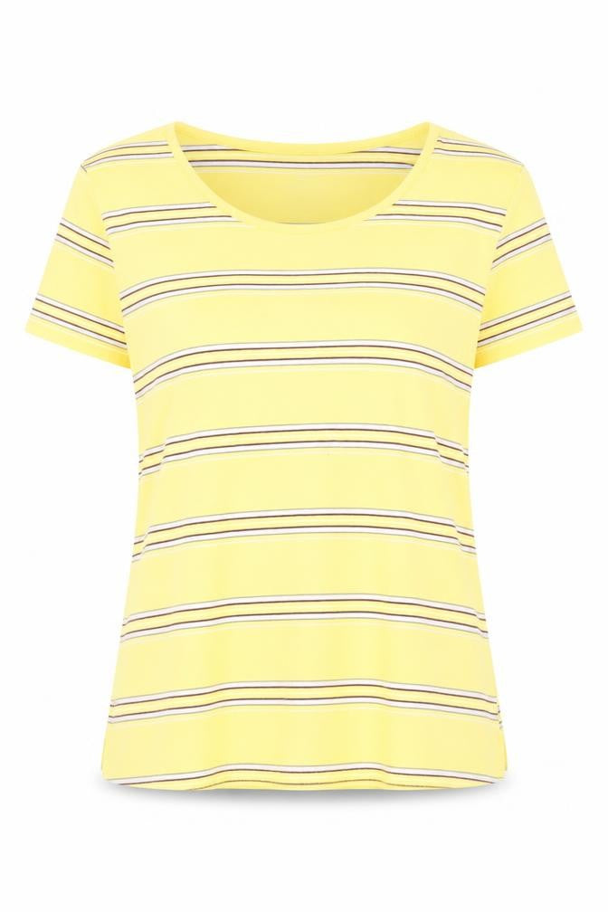 Tally Weijl Women's Yellow Striped T-Shirt L