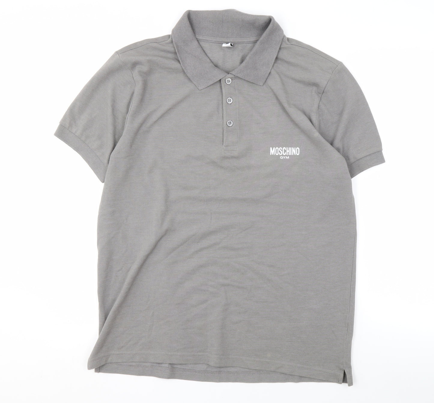 Moschino Men's Grey Polo Shirt L Logo Casual