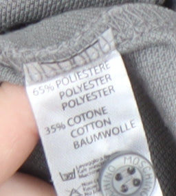Moschino Men's Grey Polo Shirt L Logo Casual