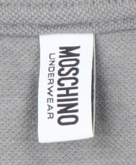 Moschino Men's Grey Polo Shirt L Logo Casual
