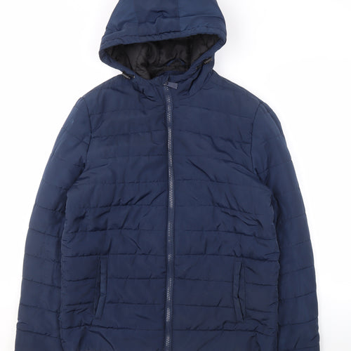 Only & Sons Men's Blue Hooded Puffer Jacket M