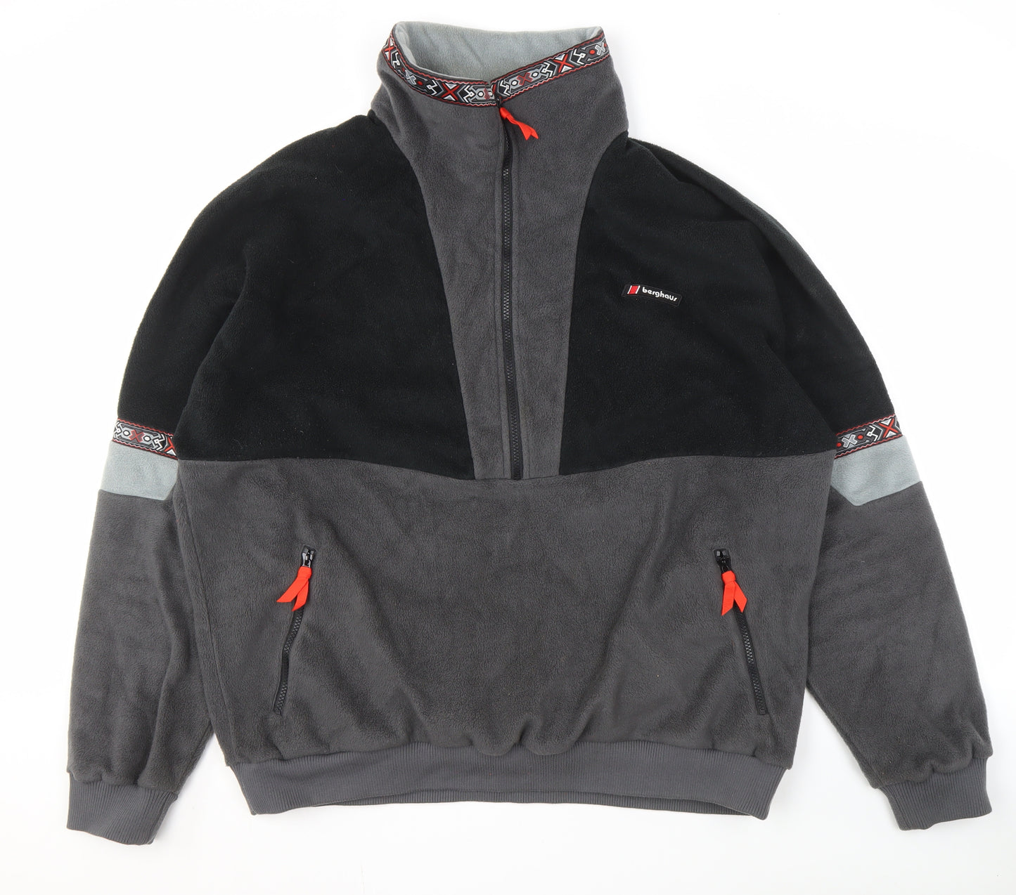 Berghaus Men's Grey Fleece Sweatshirt, XL, Full Zip, Aztec Pattern