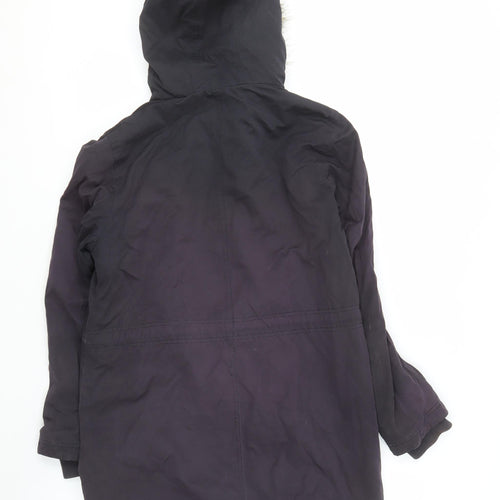 Jigsaw Women's Black Parka Size 8, Hooded & Fur Trim