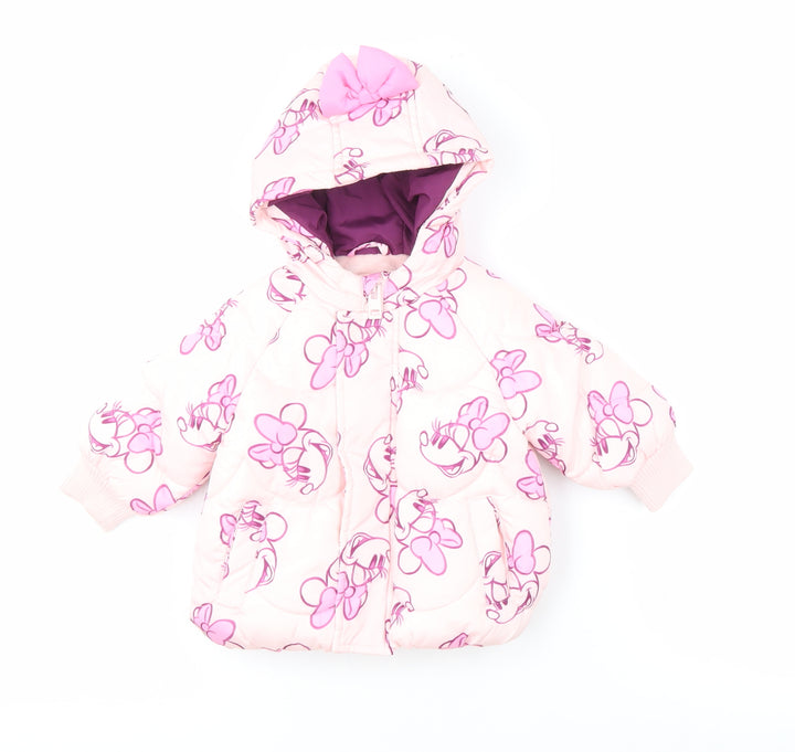 Primark Girls Pink Disney Puffer Jacket 3-6 Months - Minnie Mouse