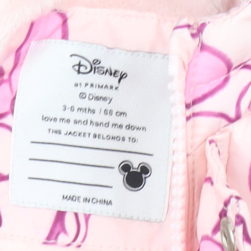 Primark Girls Pink Disney Puffer Jacket 3-6 Months - Minnie Mouse