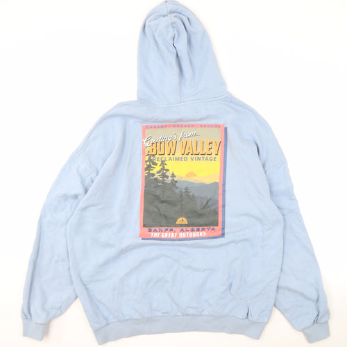 Reclaimed Vintage Unisex Blue Hoodie L Pullover Graphic